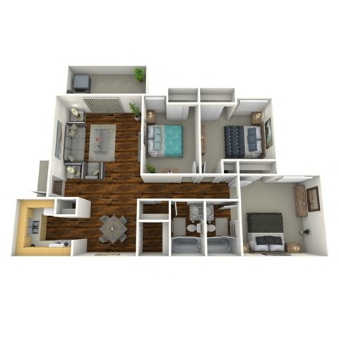 3 Bedroom Floorplan | 1,121 Sq. Ft. at 445 Cleveland, Atlanta, GA